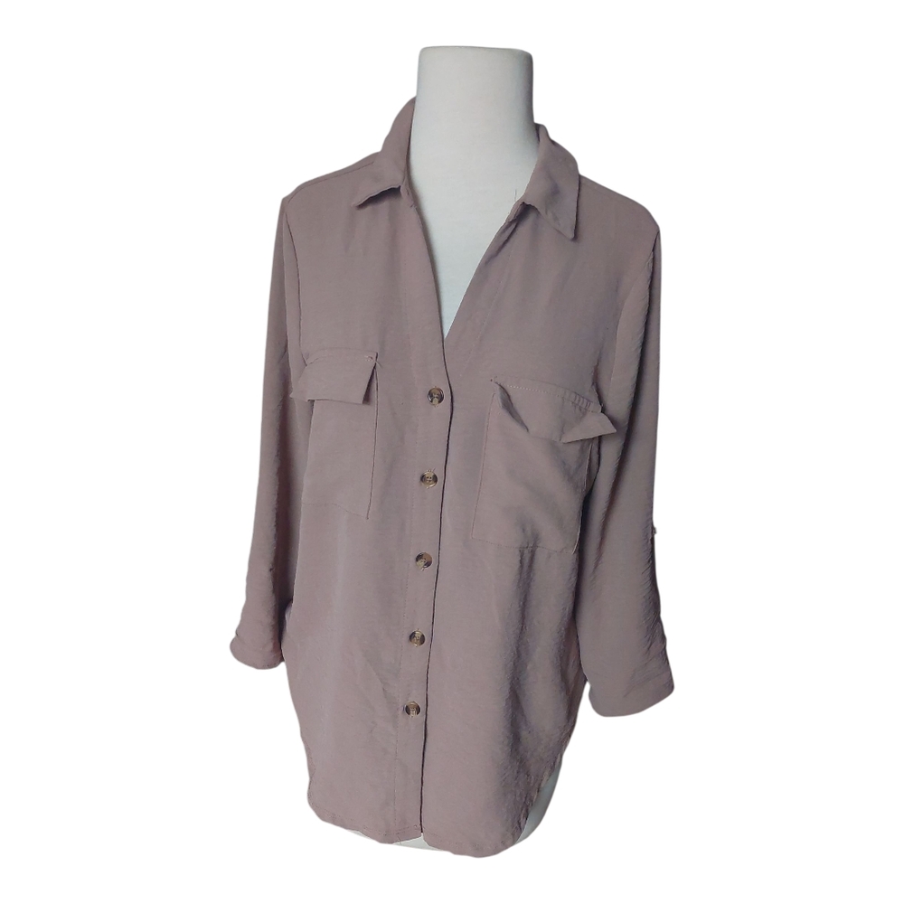 Elegant Mauve Button-Down Shirt